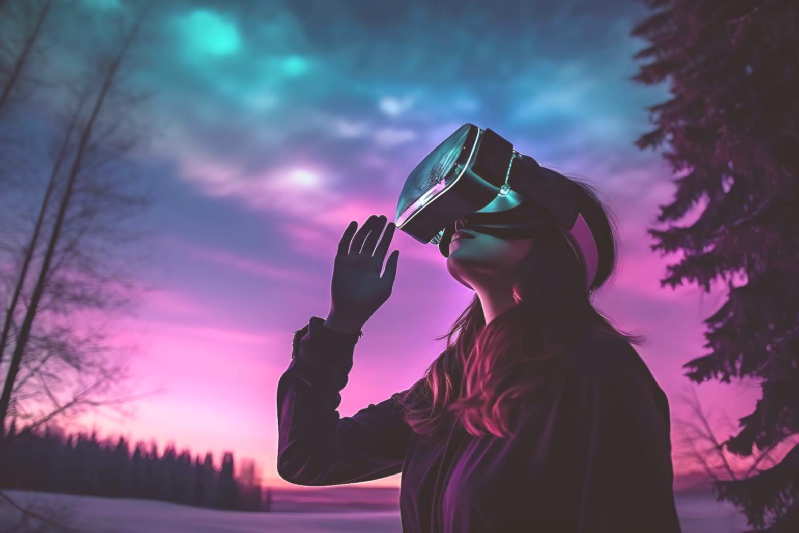 Student working on VR project with headset and development tools visible